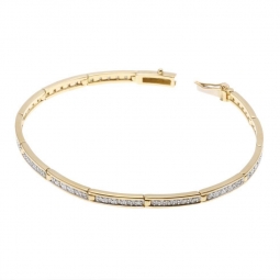 Bracelet barrettes en or jaune et rhodié, diamants, 18 cm