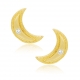 Boucles d'oreilles en or jaune et oxyde de zirconium, lune - A