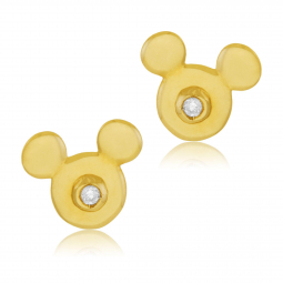 Boucles d'oreilles en or jaune et diamant, Mickey Disney