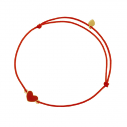 Bracelet cordon en or jaune et laque rouge