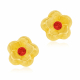 Boucles d'oreilles en or jaune et oxyde de zirconium, fleur - A