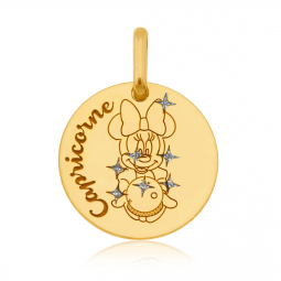 Pendentif zodiaque en or jaune et laque, Capricorne, Minnie Disney
