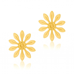 Boucles d'oreilles en or jaune, fleur