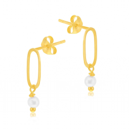 Boucles d'oreilles en or jaune et perle de culure