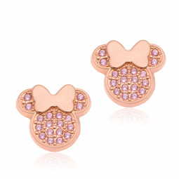 Boucles d'oreilles en or rose et oxydes de zirconium, Minnie Disney