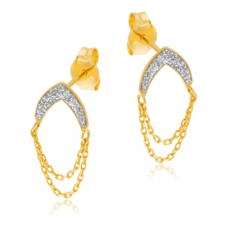 Boucles d'oreilles en or jaune et laque pailletée