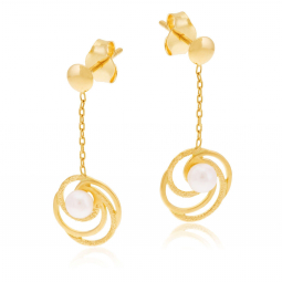 Boucles d'oreilles en or jaune et perle de culture