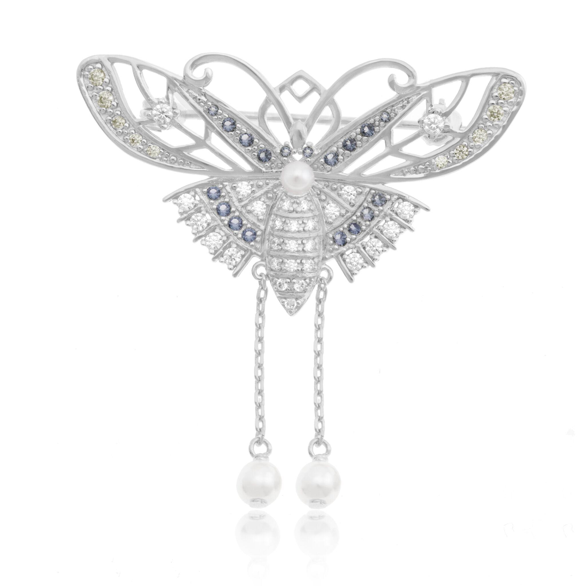 Bracelet en argent rhodié et oxydes de zirconium, papillon : Longueur - 17  Femme - Le Manège à Bijoux®