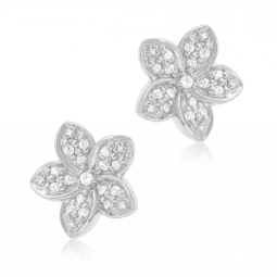 Boucles d'oreilles en or gris et diamants, fleurs