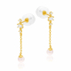 Boucles d'oreilles en or jaune, oxydes de zirconium et perle de culture - A