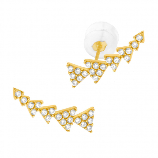 Boucles d'oreilles en or jaune et oxydes de zirconium