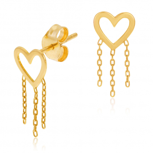 Boucles d'oreilles en or jaune, coeur