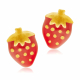 Boucles d'oreilles en plaqué or et laque, fraise - Boucles d'oreilles en plaqué or et laque, fraise