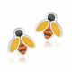 Boucles d'oreilles en argent rhodié et laque, abeille - Boucles d'oreilles en argent rhodié et laque, abeille