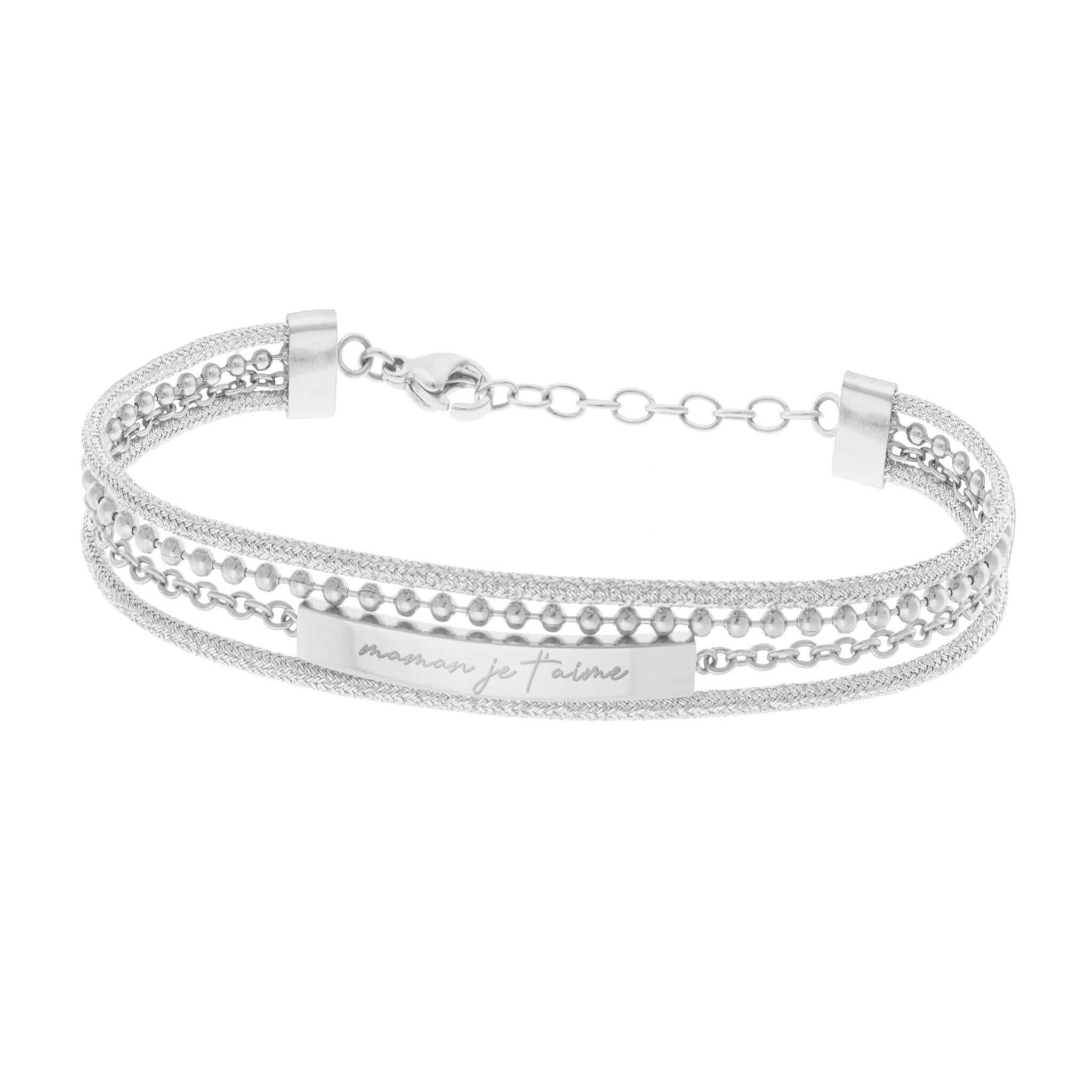 Bracelet Multi Chaines boules Argent - Bracelets femme/Chaine
