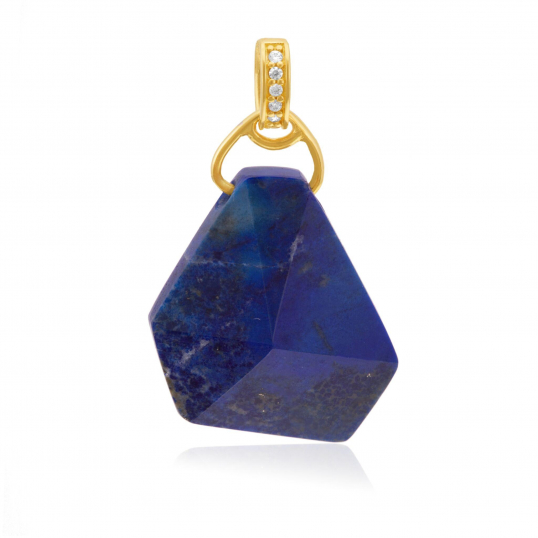 Pendentif en plaqué or et oxydes de zirconium, Lapis lazuli