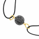 Bracelet cordon noir, or jaune et résine noire - B