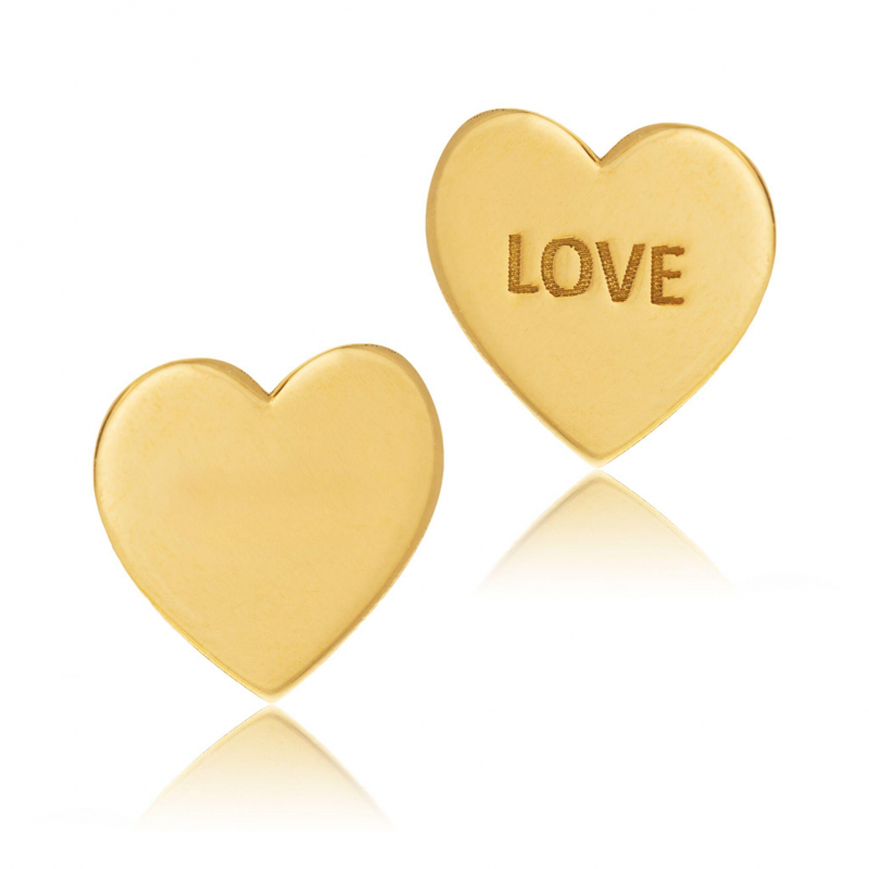 Boucles d'oreilles coeur + symbole d'infini pour femme - Or jaune 10K &  Zircons cubiques. Color: jaune