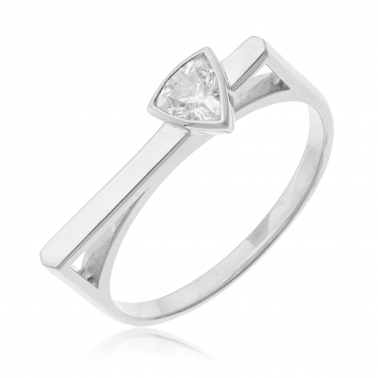 Bague en argent rhodié, oxyde de zirconium