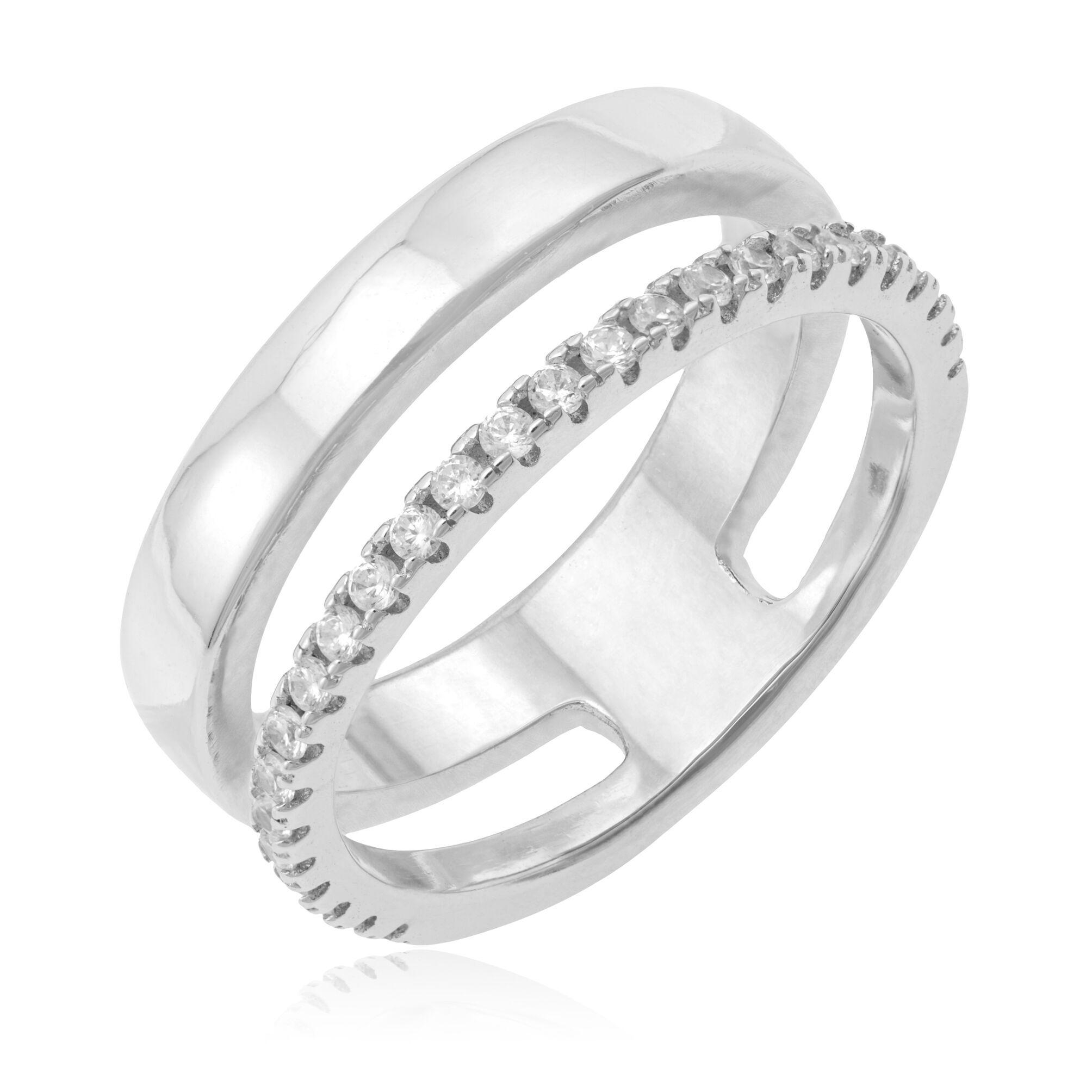 Bague en argent rhodié et oxydes de zirconium sale