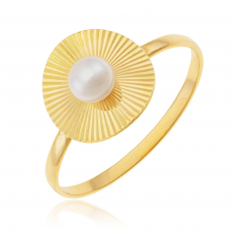 Bague en or jaune et perle de culture