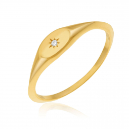 Bague en or jaune et oxyde de zirconium 