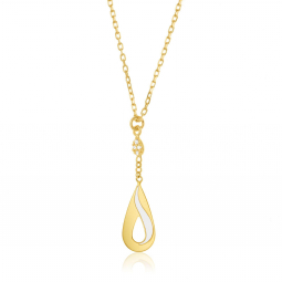 Collier en or jaune, oxydes de zirconium et laque 