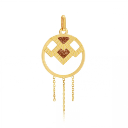 Pendentif en or jaune et laque pailletée