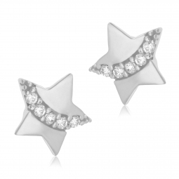 Boucles d'oreilles or gris et oxydes de zirconium 