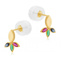 Boucles d'oreilles en or jaune et oxydes de zirconium