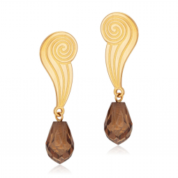 Boucles d'oreilles en or jaune et oxyde de zirconium