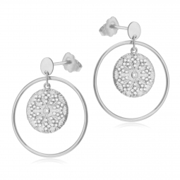 Boucles d'oreilles en argent rhodié et oxydes de zirconium