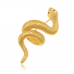 Broche en argent doré et laque noire, serpent