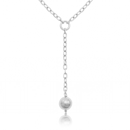 Collier en argent rhodié, boule