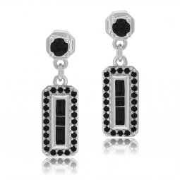 Boucles d'oreilles en argent rhodié et oxydes de zirconium noirs